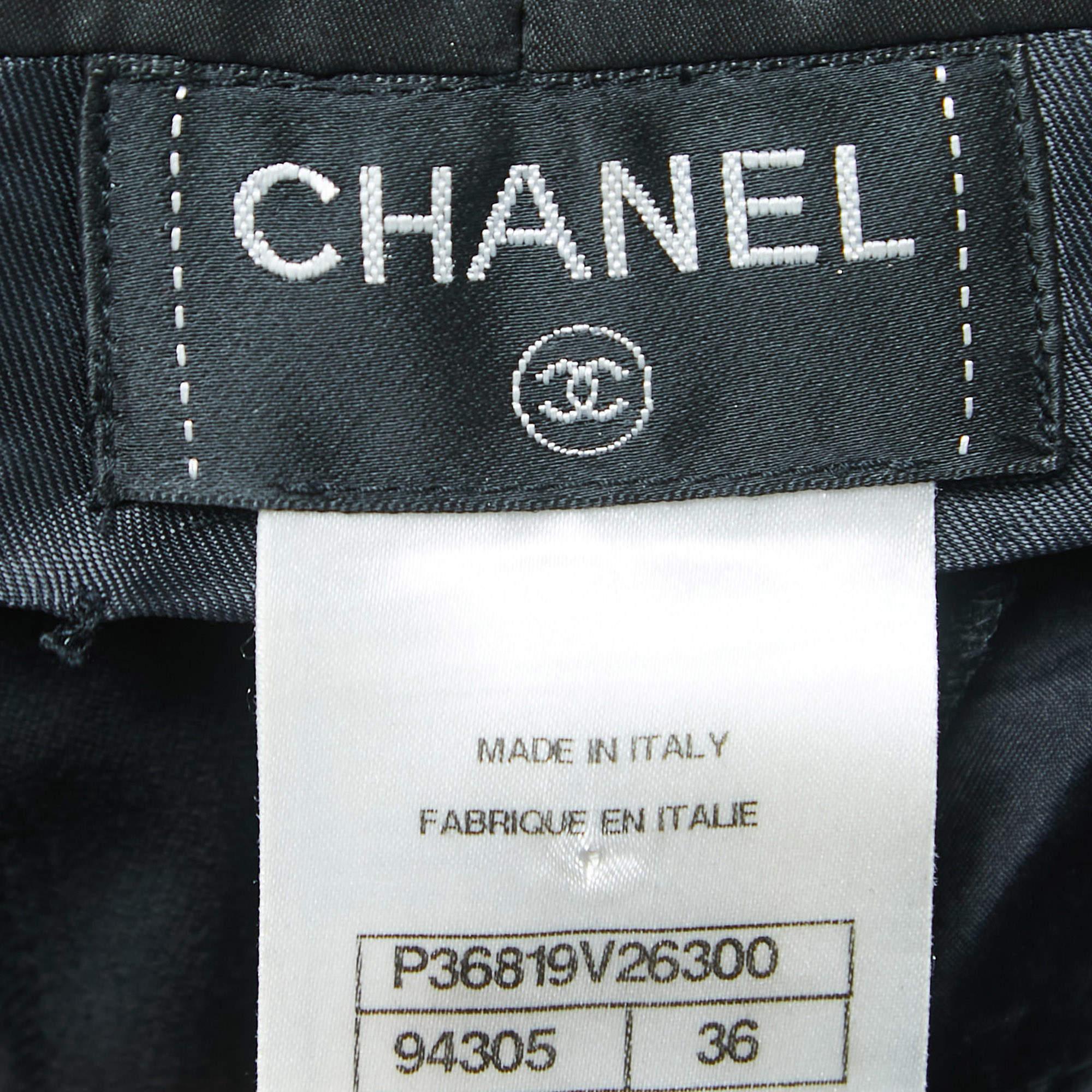 Chanel Schwarze Hose mit weitem Bein aus Wolle S 2
