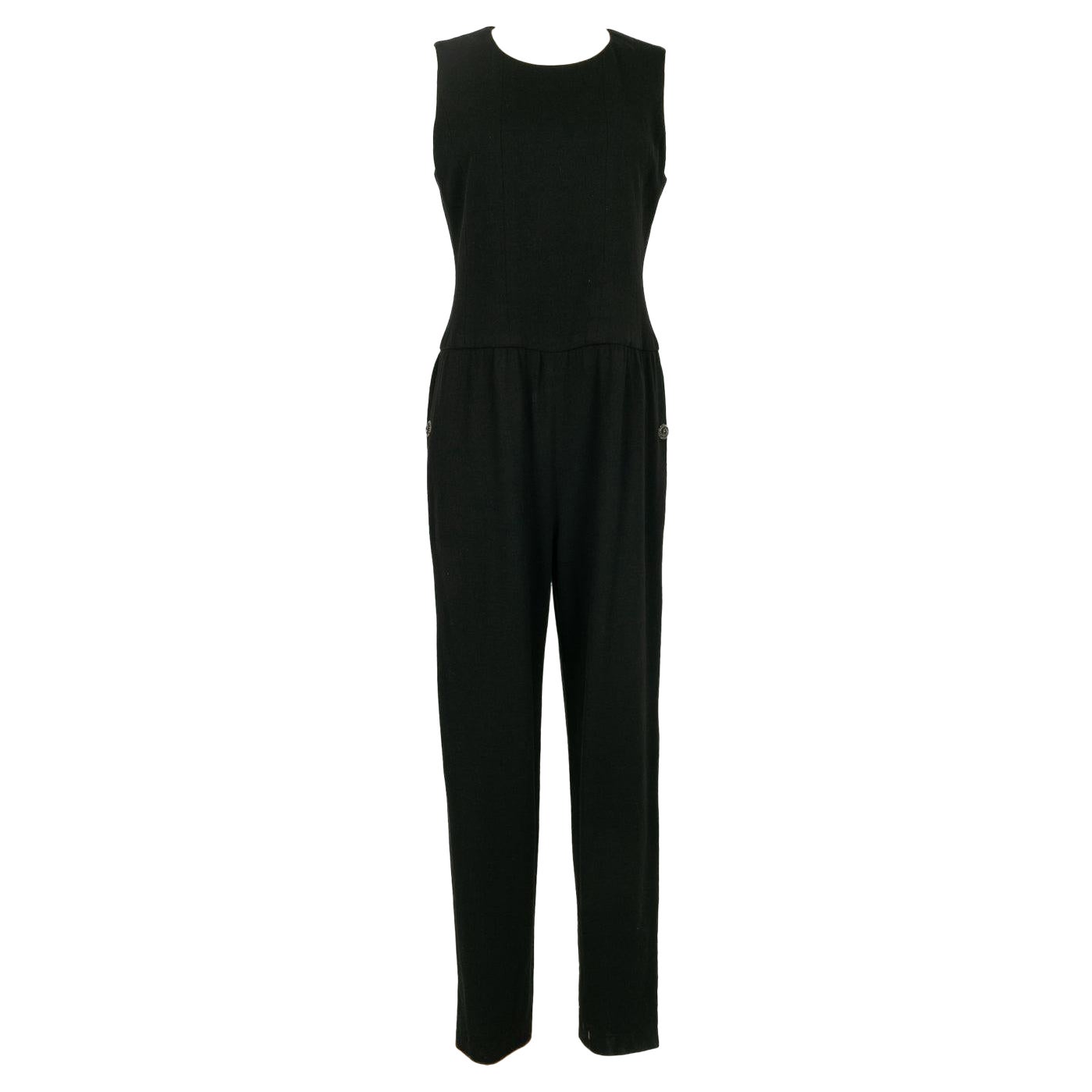 Chanel Black Woolen Jumpsuit with Silk Lining