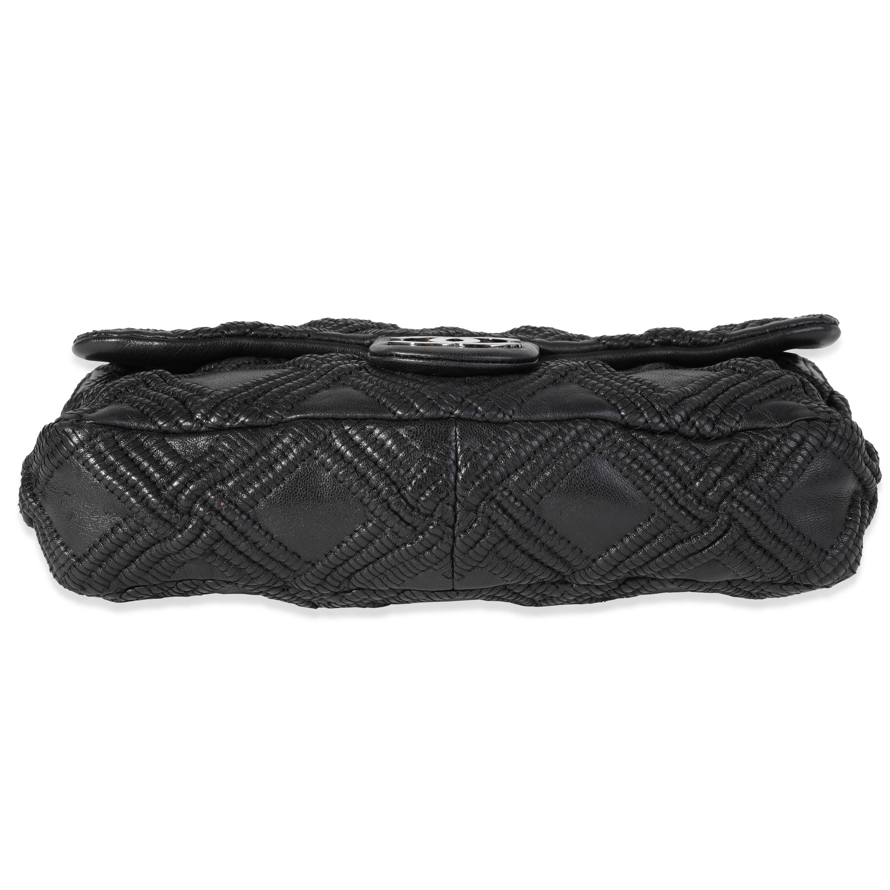Chanel Black Woven Grid Leather Single Flap Bag 1