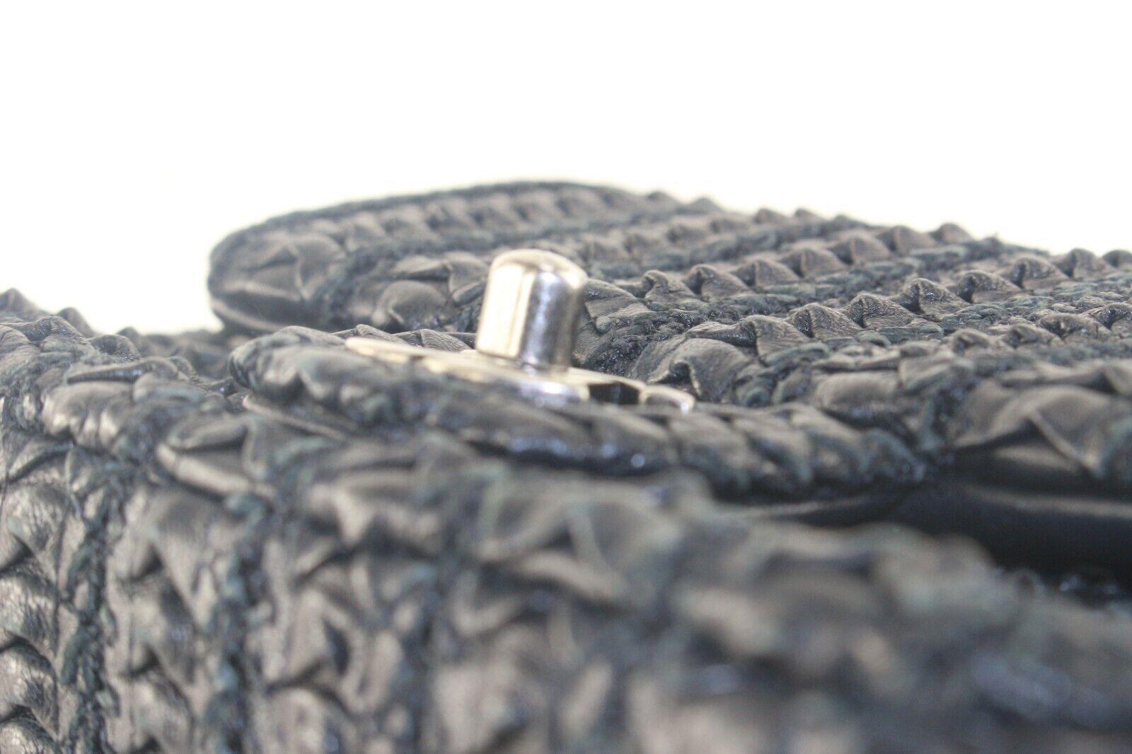 Chanel Black Woven Leather Mini Square Classic Flap SHW 2C109K For Sale 6