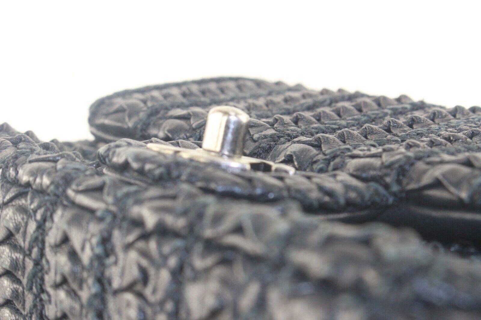 Chanel Black Woven Leather Mini Square Classic Flap SHW 2C109K 6