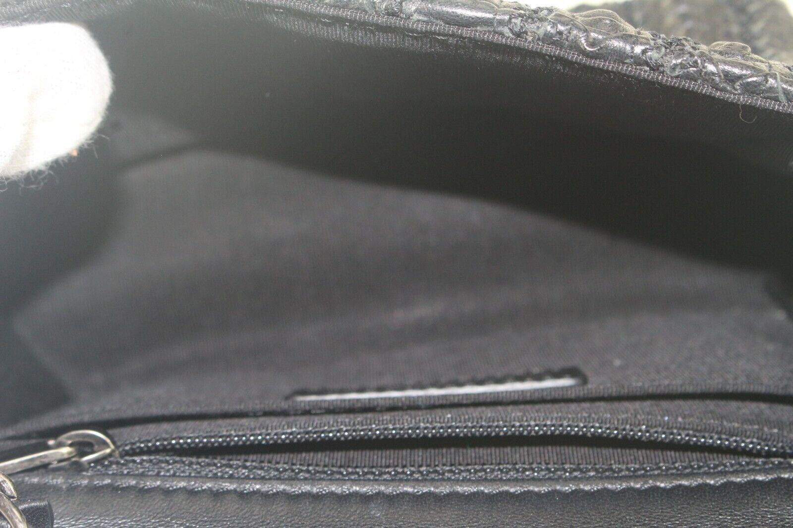 Women's Chanel Black Woven Leather Mini Square Classic Flap SHW 2C109K For Sale