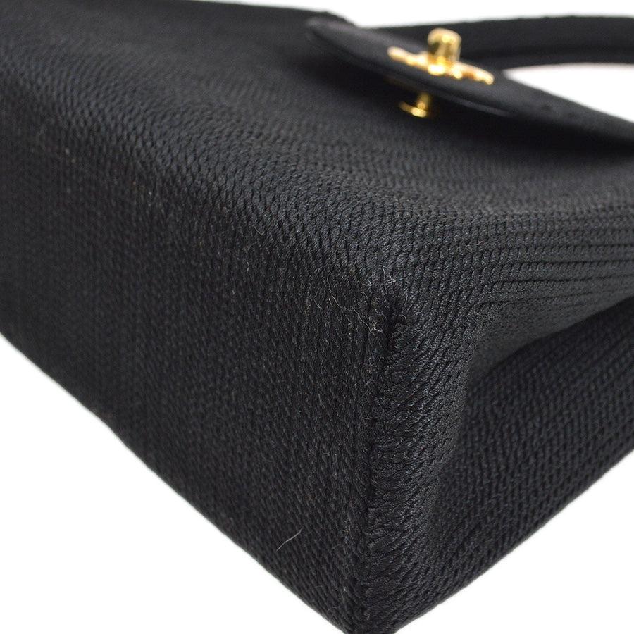 Donna CHANEL Black Woven Rope Small Mini Kelly Top Handle Satchel Evening Flap Bag in vendita