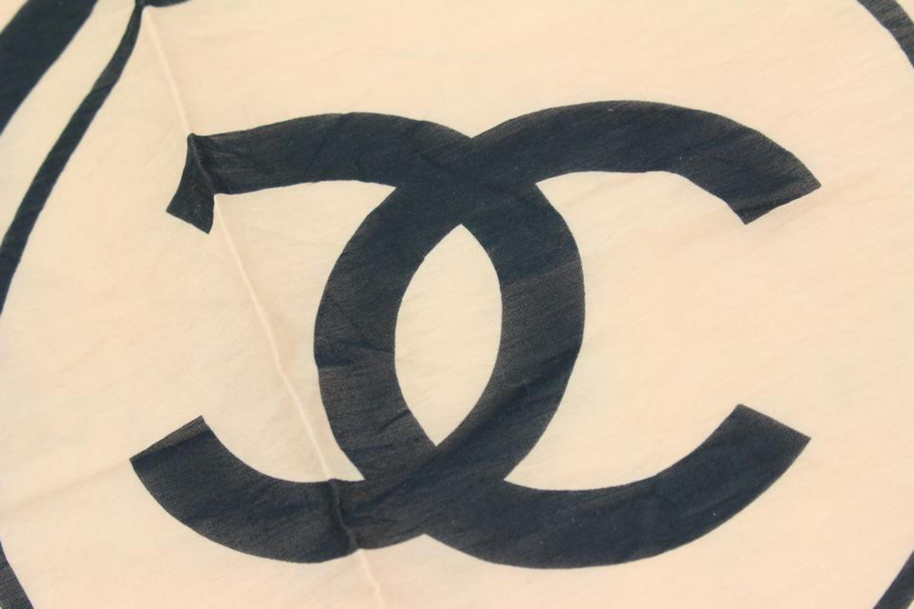 Chanel Black x Beige CC Cotton Scarf 56ck38s 4