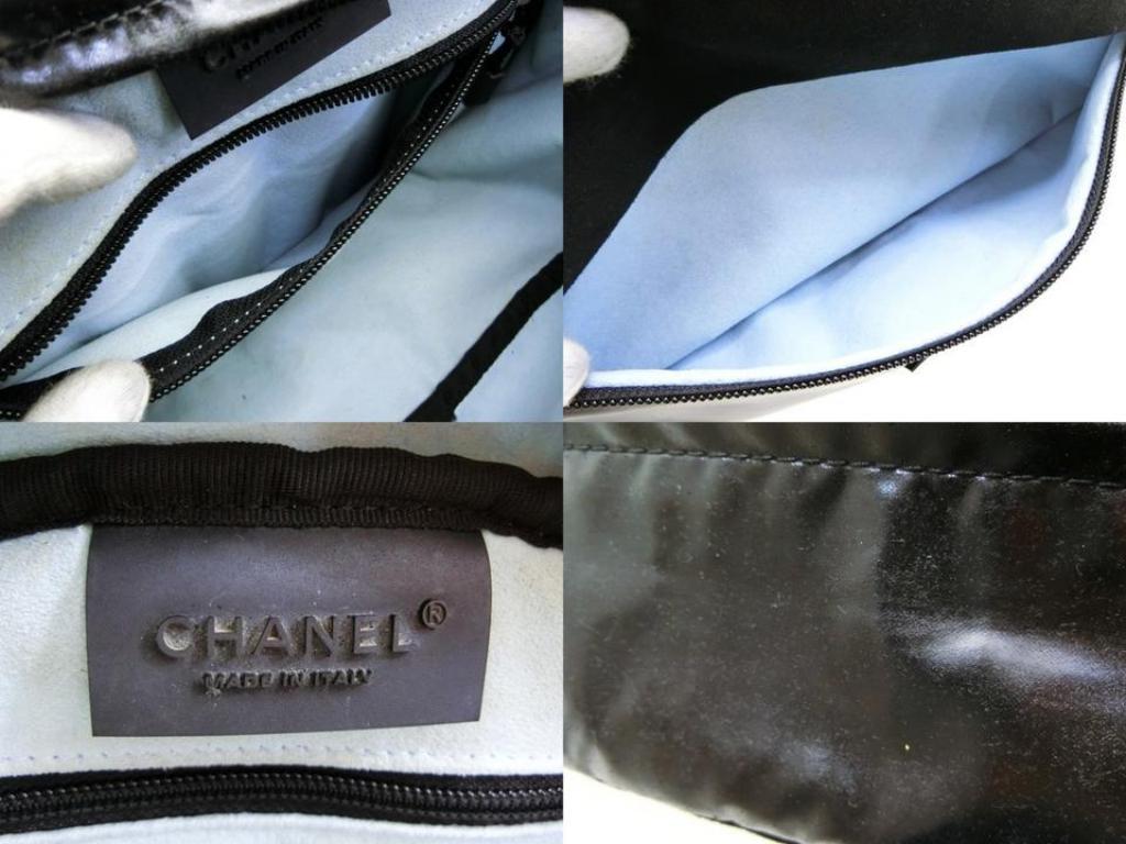 Chanel Black X Blue Cc Logo Fanny Pack Waist Pouch Bum 231453 Cosmetic Bag For Sale 7