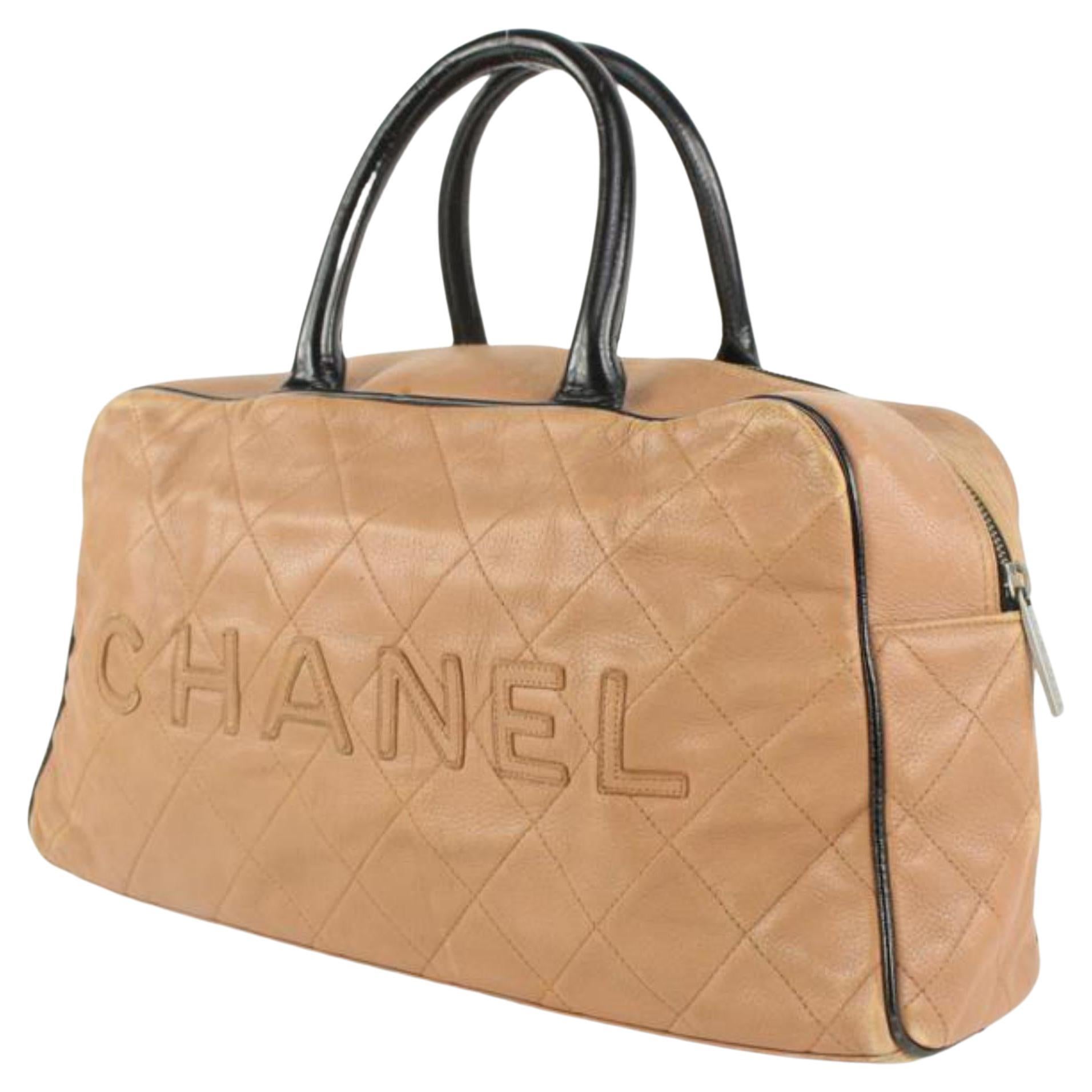 Chanel Bowler-Tasche aus Leder in Schwarz x Rosa in Kaviar 1115c6