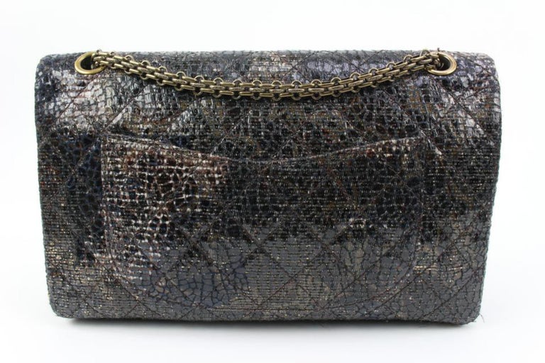 Chanel Black x Gold Glazed Tweed Reissue Hinge Large Medium Flap Bag  5ck310s For Sale at 1stDibs