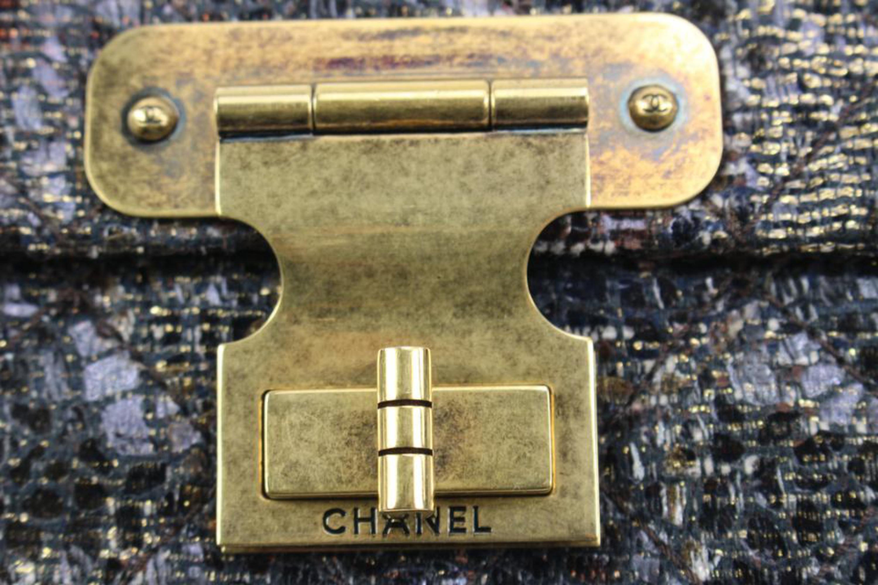 Chanel Black x Gold Glazed Tweed Reissue Hinge Large Medium Flap Bag 5ck310s 1