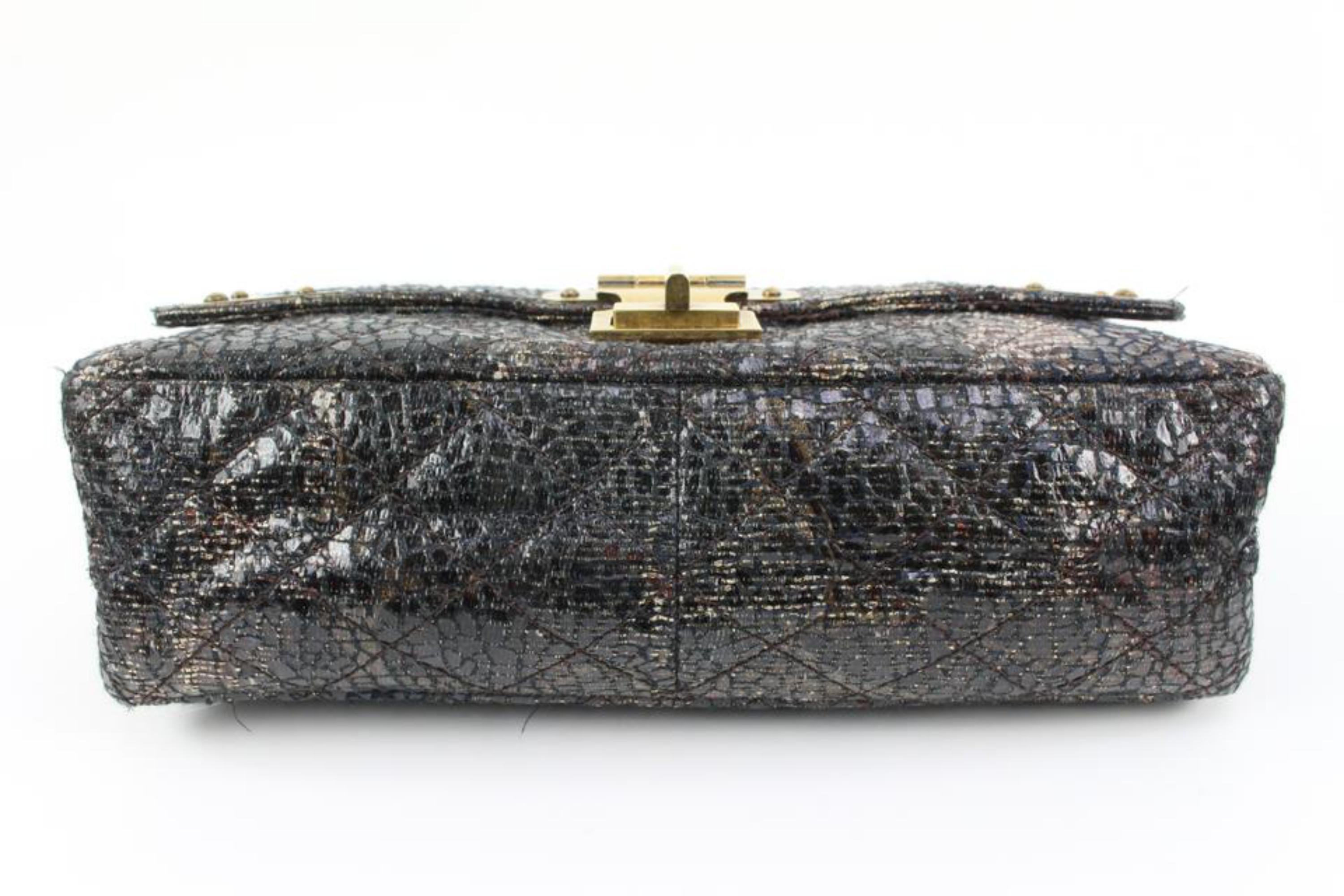 Chanel Black x Gold Glazed Tweed Reissue Hinge Large Medium Flap Bag 5ck310s 4