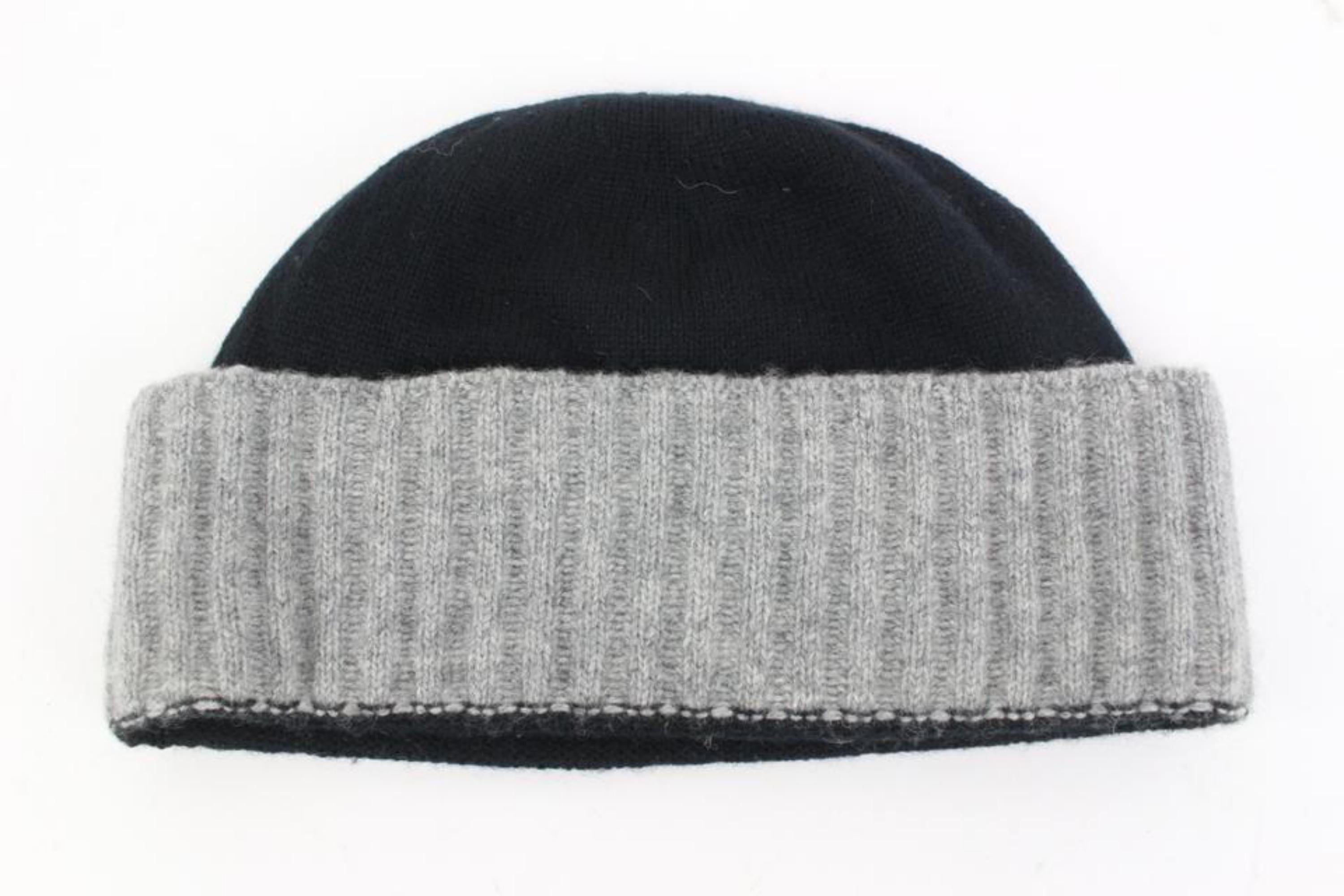 Chanel Black x Grey Cashmere CC Logo Beanie Skull Cap Ski Hat 53ck325s at  1stDibs | chanel ski hat