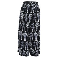 Chanel Black X-Ray Astronaut Print Silk Twill Pants S