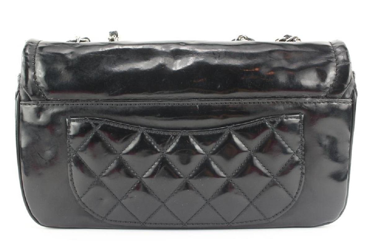 Chanel Black x SIlver Patent CC Logo Chain Flap Chain Bag 644cks317 For Sale 3