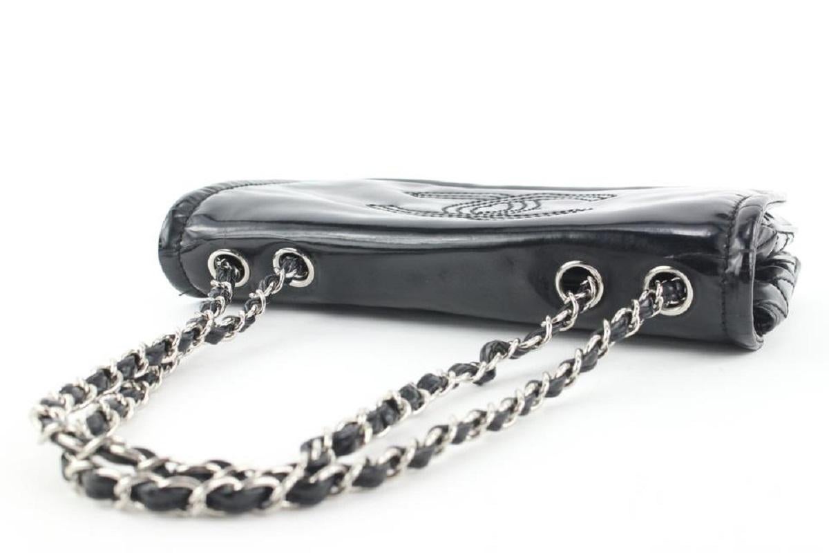 Chanel Black x SIlver Patent CC Logo Chain Flap Chain Bag 644cks317 For Sale 5