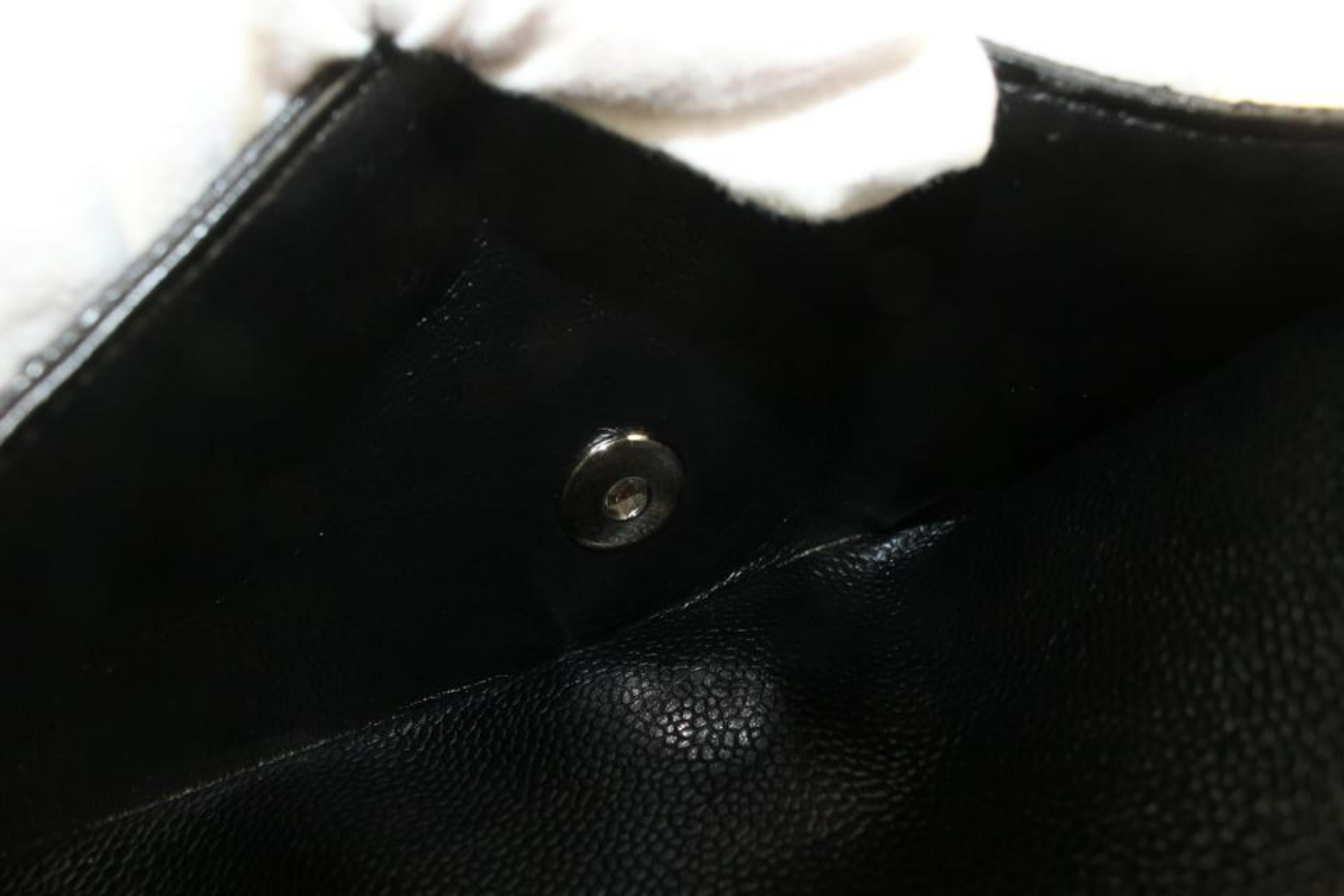 Chanel Black x Silver Quilted Caviar Leather Medium Classic Double Flap 122c9 6