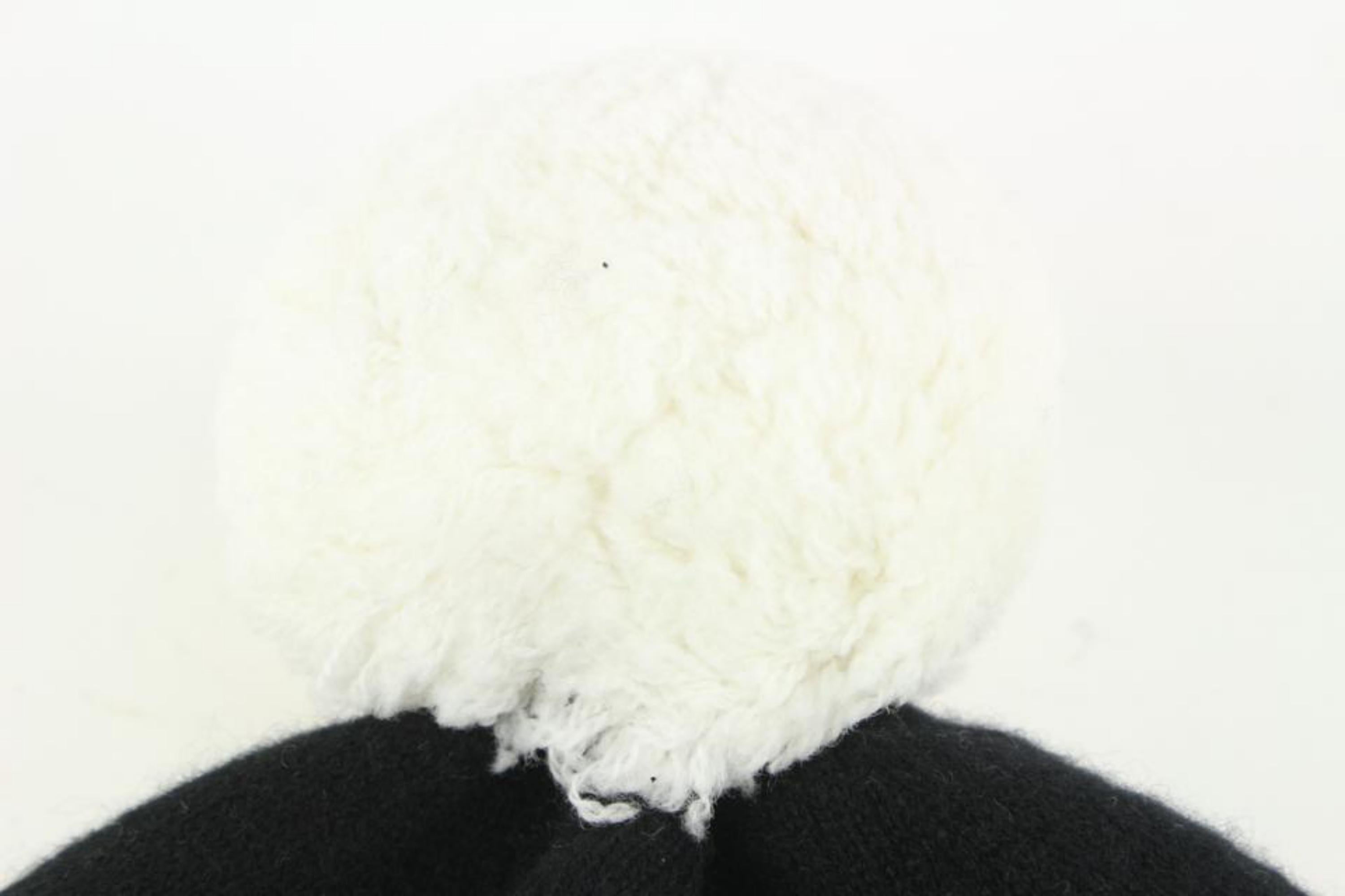 Chanel Black x White Cashmere Pom Pom Beanie Skull Cap Ski Hat 1213c5 2