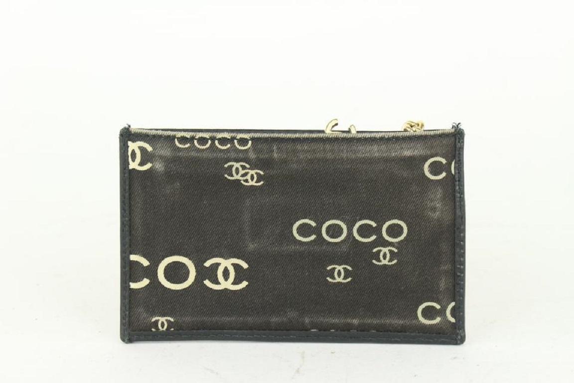 Women's Chanel Black x White CC Logo Coin Pouch Keychain Purse 1018c2