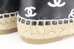 Chanel Black x White Leather CC All Over Icon Espadrilles 33cz54s