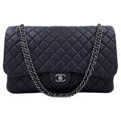 Chanel Black XL Airlines Travel Giant Flap Bag RHW 67124