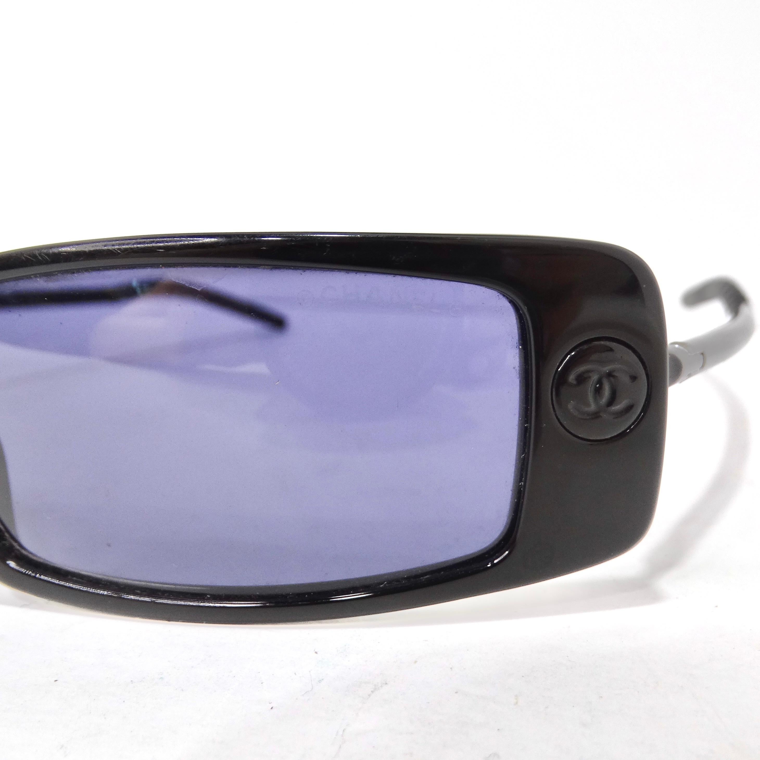 Women's or Men's Chanel Black Y2K Square Frame Sunglasses For Sale