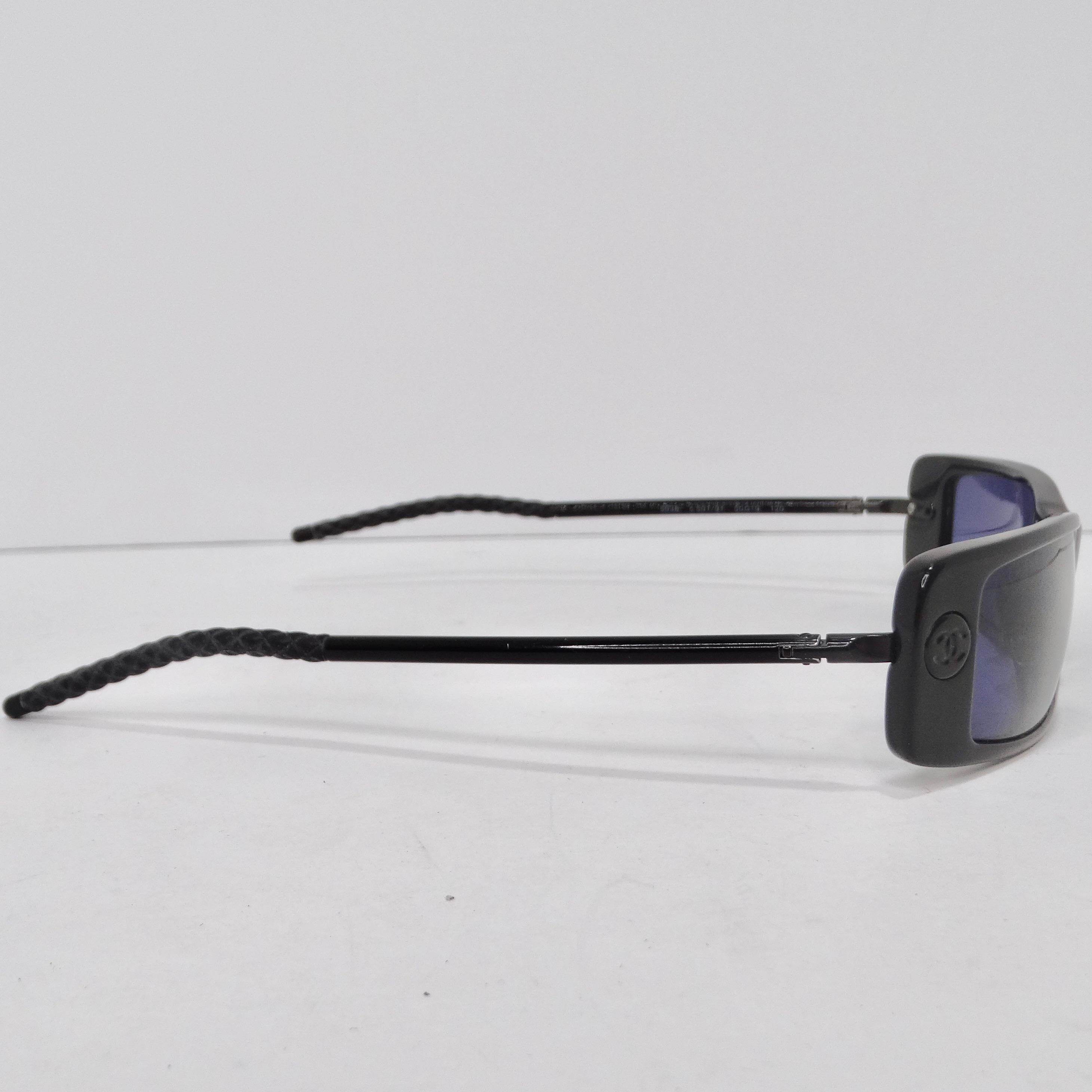 Chanel Black Y2K Square Frame Sunglasses For Sale 2