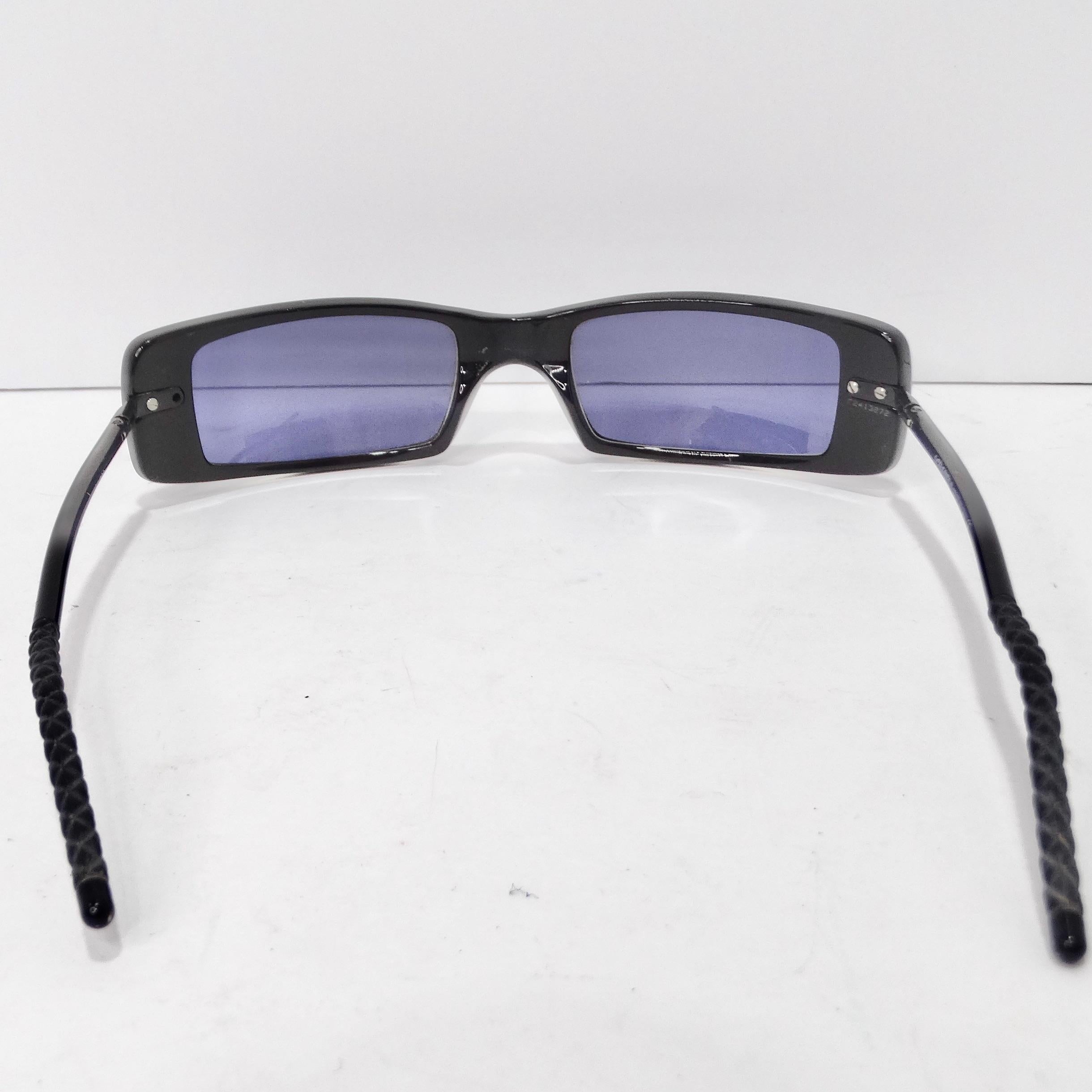 Chanel Black Y2K Square Frame Sunglasses For Sale 5