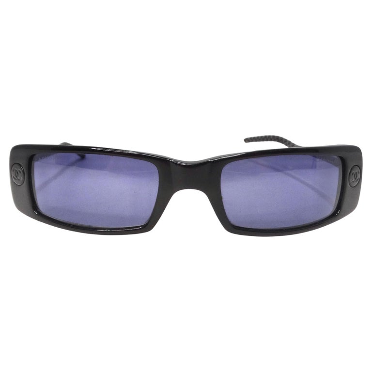 Chanel Black Y2K Square Frame Sunglasses For Sale at 1stDibs