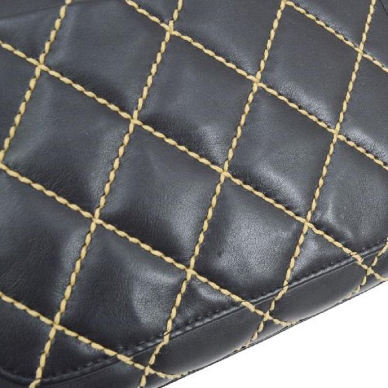 De las mujeres CHANEL Negro Amarillo Stitch Lambskin Gold Evening Kelly Top Handle Flap Bag en venta