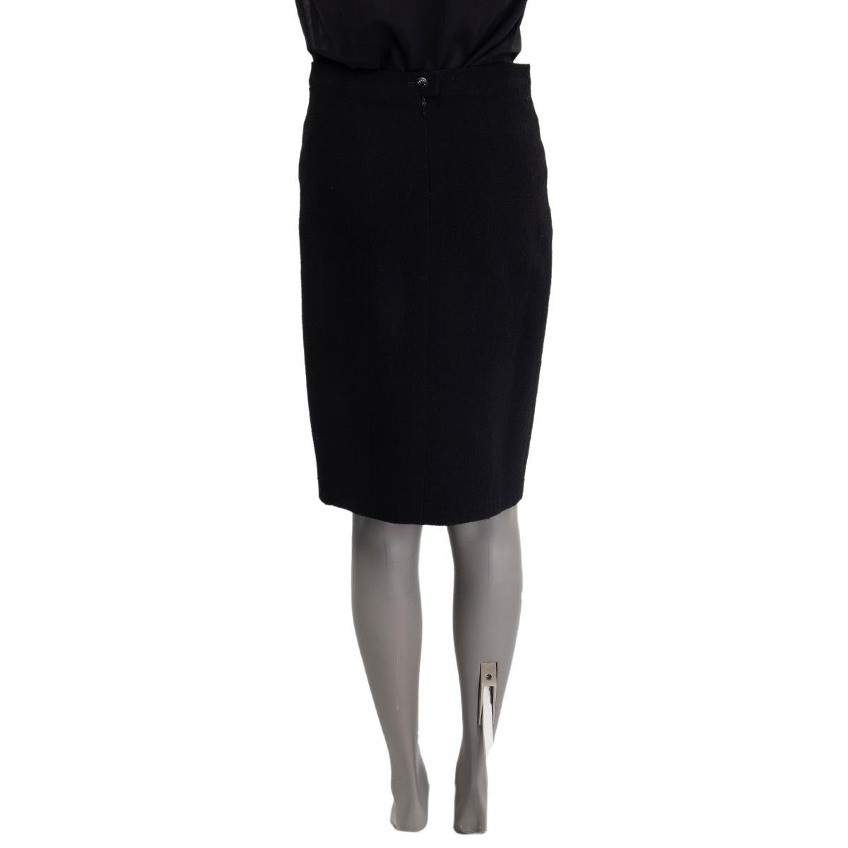 Black CHANEL blacke wool PENCIL Skirt 38 S For Sale
