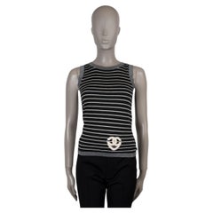 CHANEL blake white silver cashmere 09C MIAMI STRIPED KNIT Tank Shirt 34 XXS