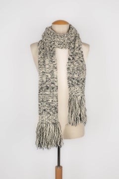 Chanel Blended Cashmere and Wool Grey Scarf