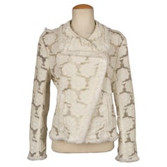 Veste ajourée Chanel en coton mélangé représentant des fleurs blanches, 2009