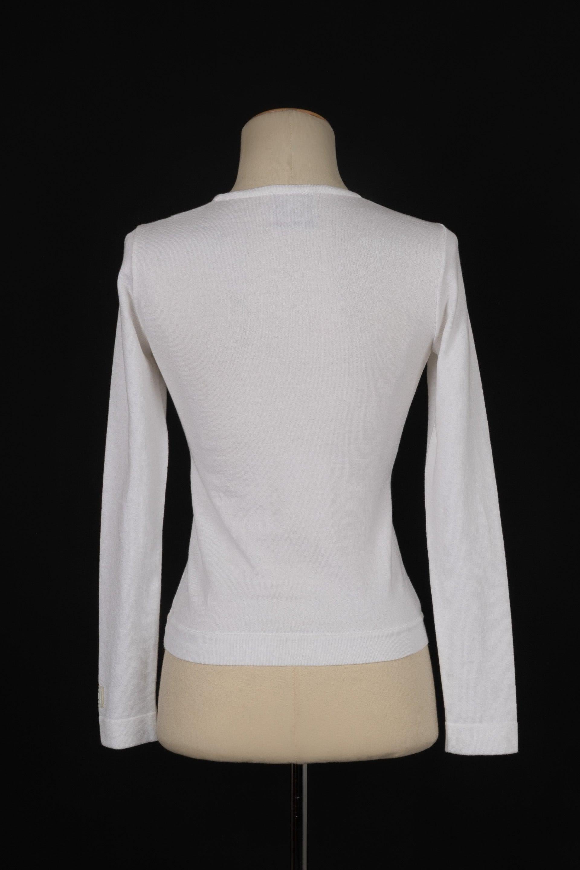 Chanel Blended Cotton White Top In Excellent Condition For Sale In SAINT-OUEN-SUR-SEINE, FR