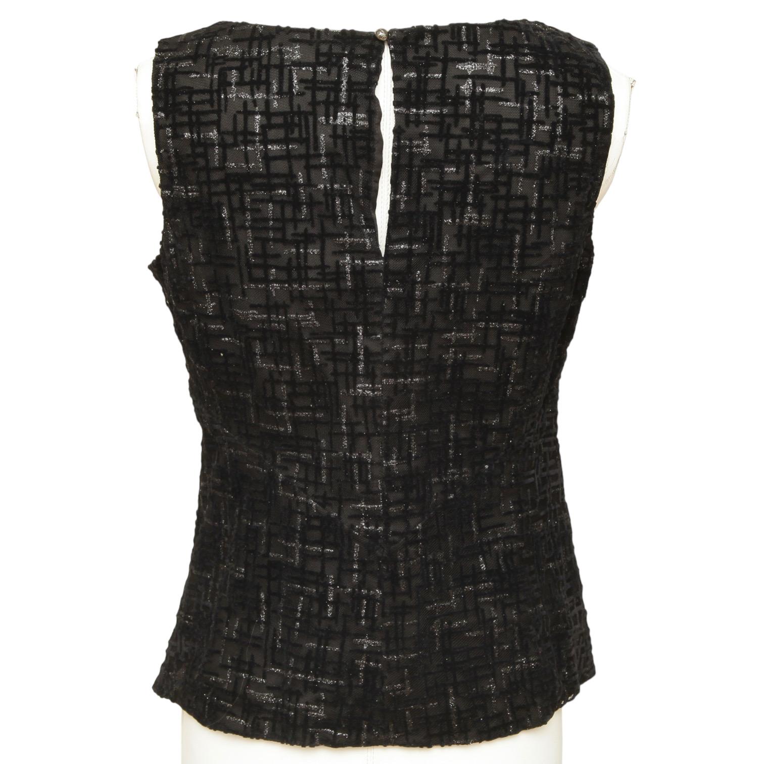 Women's CHANEL Blouse Top Shirt Black Sleeveless CC Button Sz 34 12P 2012 NWT $2190 For Sale