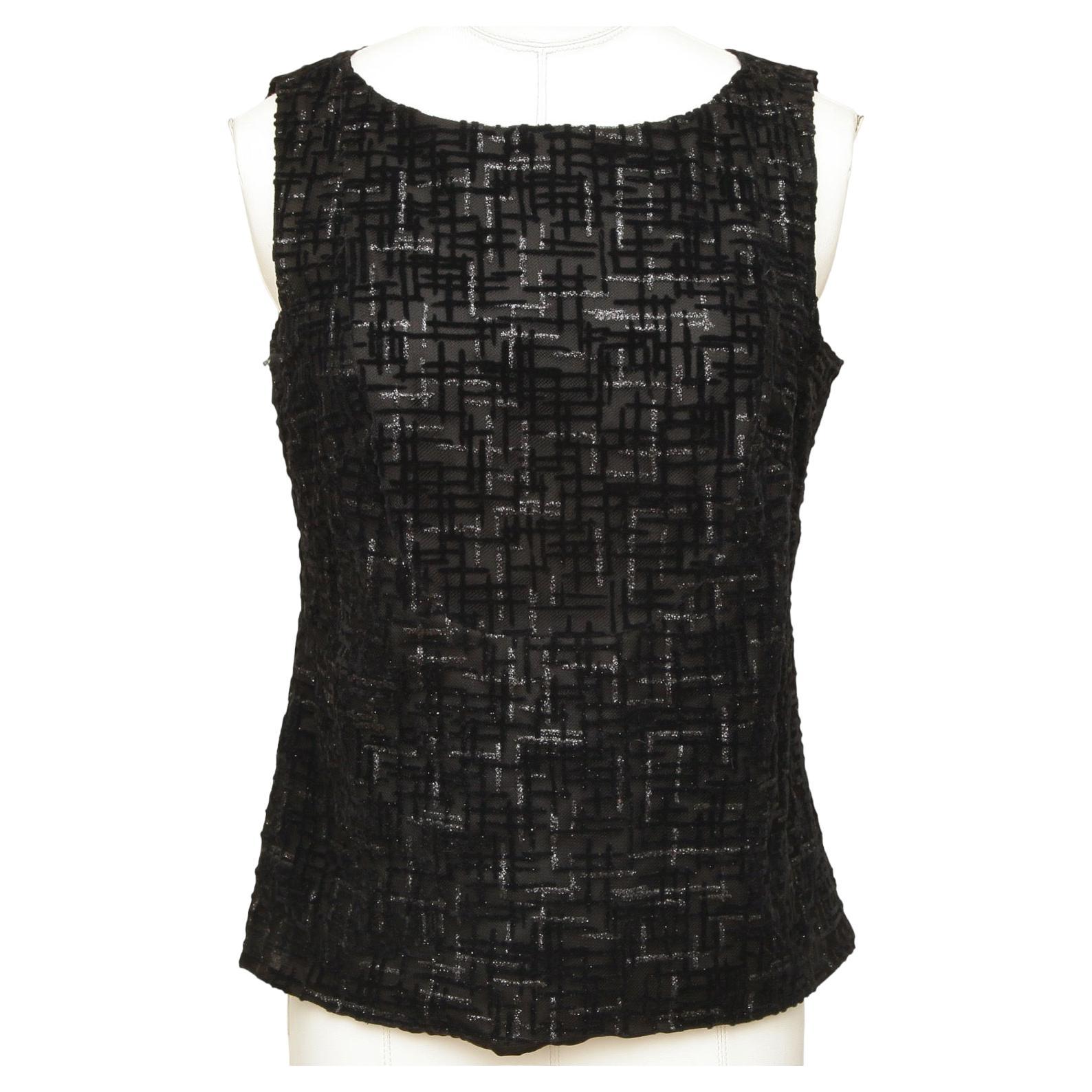 CHANEL Blouse Top Shirt Black Sleeveless CC Button Sz 34 12P 2012 NWT $2190 For Sale