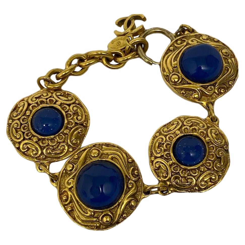 Chanel Blu and Gold Hardware Bracialet