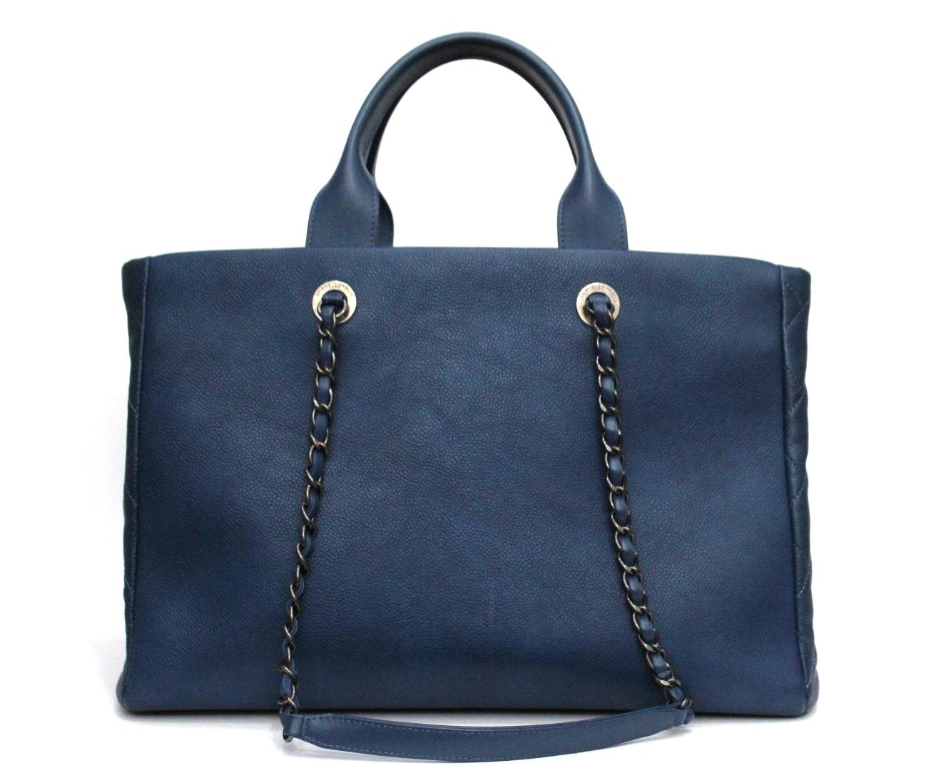 navy leather tote bag