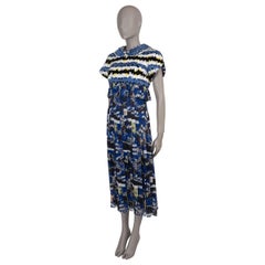 CHANEL blue 19C LA PAUSA SEQUIN PRINTED MIDI Dress 38 S $53k
