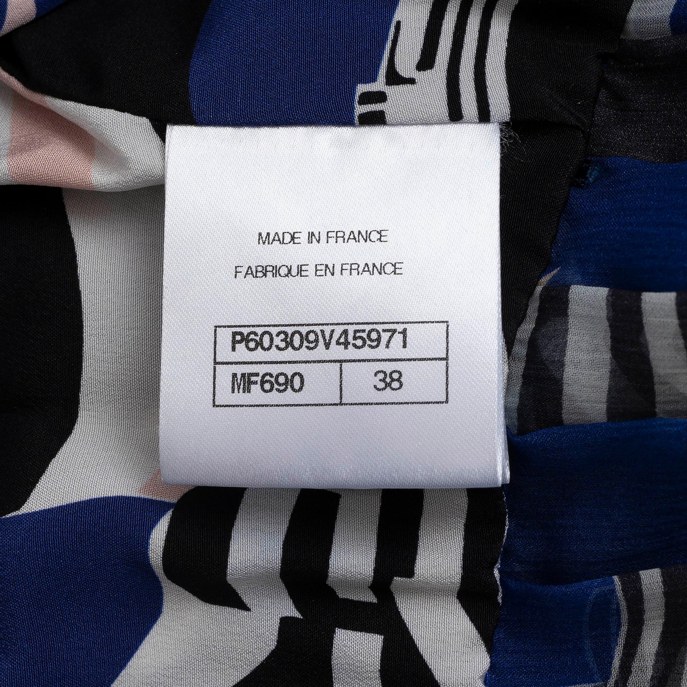 CHANEL blue 19C LA PAUSA SEQUIN PRINTED MIDI Dress 38 S $53k For Sale 2