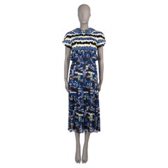 CHANEL bleu 19C LA PAUSA SEQUIN PRINTED MIDI Robe 38 S 53k $