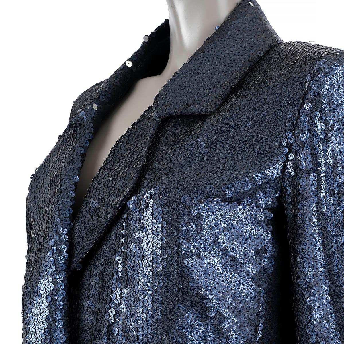 Noir CHANEL bleu 2023 23C MONTE CARLO SEQUIN DOUBLE BREASTE Manteau Veste 34 XS en vente