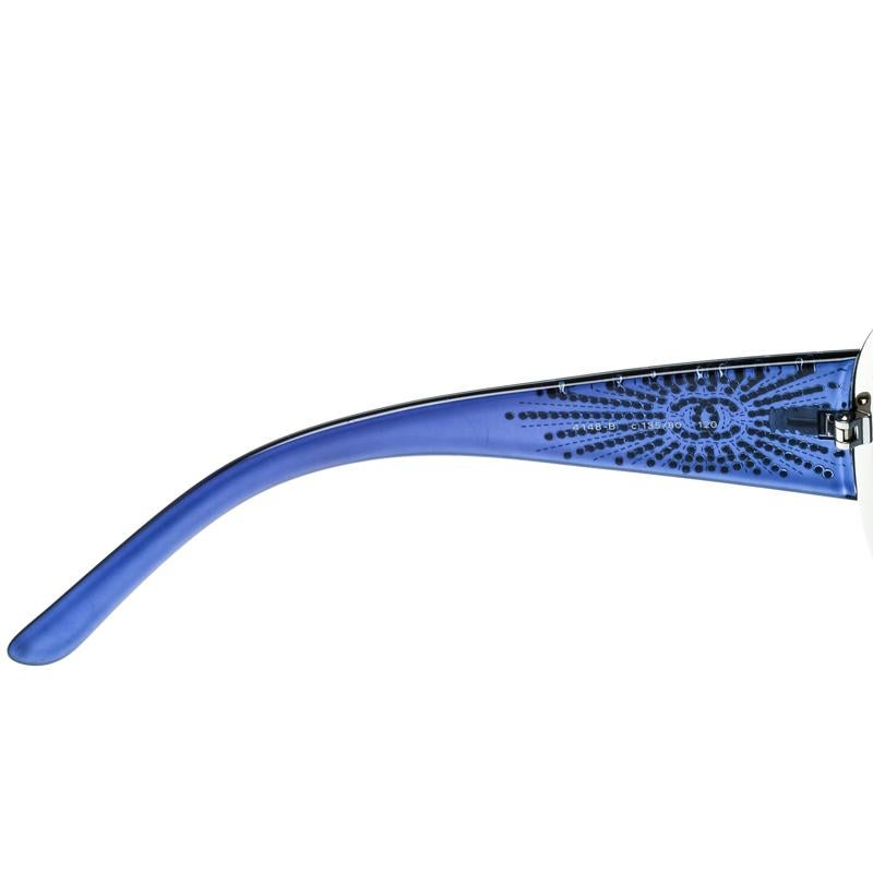 Chanel Blue 4148-B Embeliished CC Logo Shield Sunglasses In New Condition In Dubai, Al Qouz 2