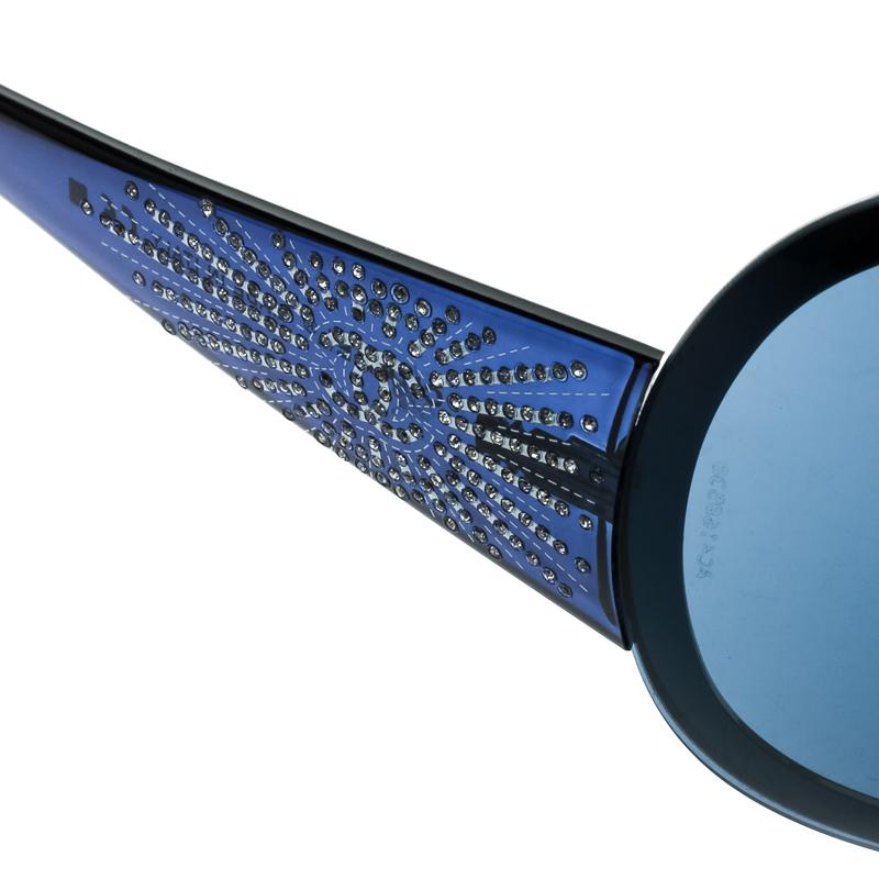 Chanel Blue 4148-B Embeliished CC Logo Shield Sunglasses 1