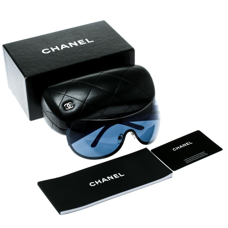 Chanel Blue 4148-B Embeliished CC Logo Shield Sunglasses 2