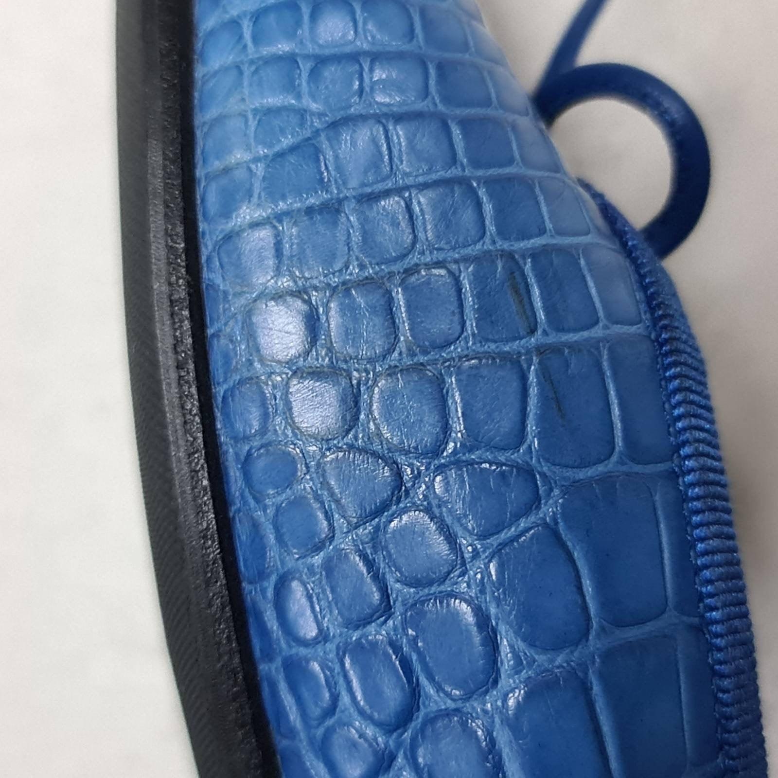 Ballerine Chanel in alligatore blu CC  Sz. 40.5 in vendita 6