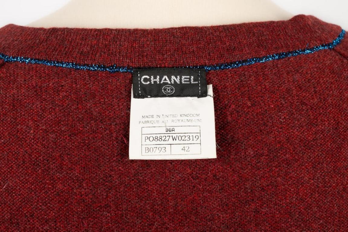 Chanel Blue and Burgundy Cashmere Twin Set, 1996 For Sale 7