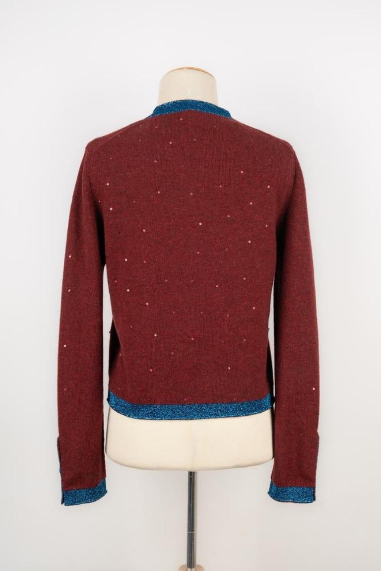 Red Chanel Blue and Burgundy Cashmere Twin Set, 1996 For Sale