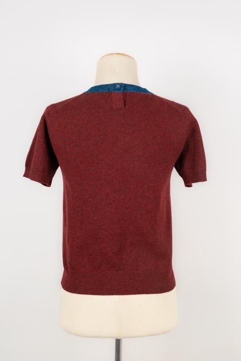 Chanel Blue and Burgundy Cashmere Twin Set, 1996 For Sale 1