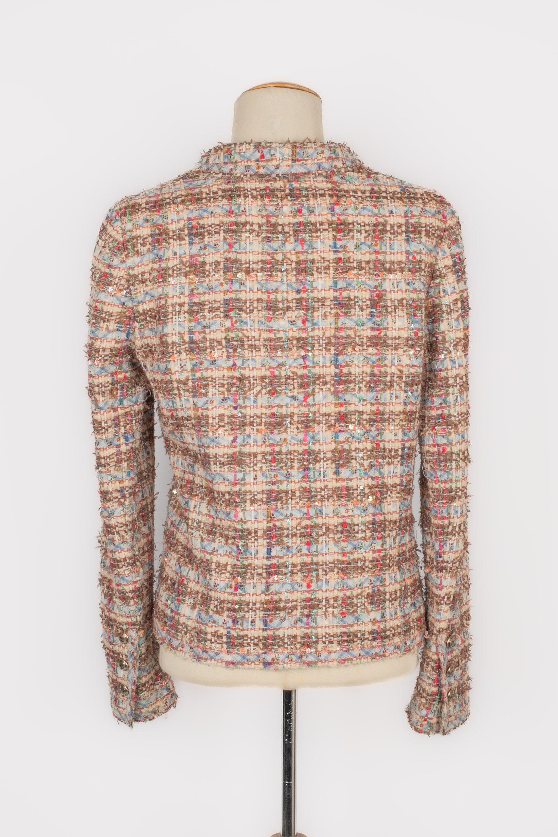 Brown Chanel Blue and Cherry-red Tone Fancy Tweed Jacket Spring, 2005