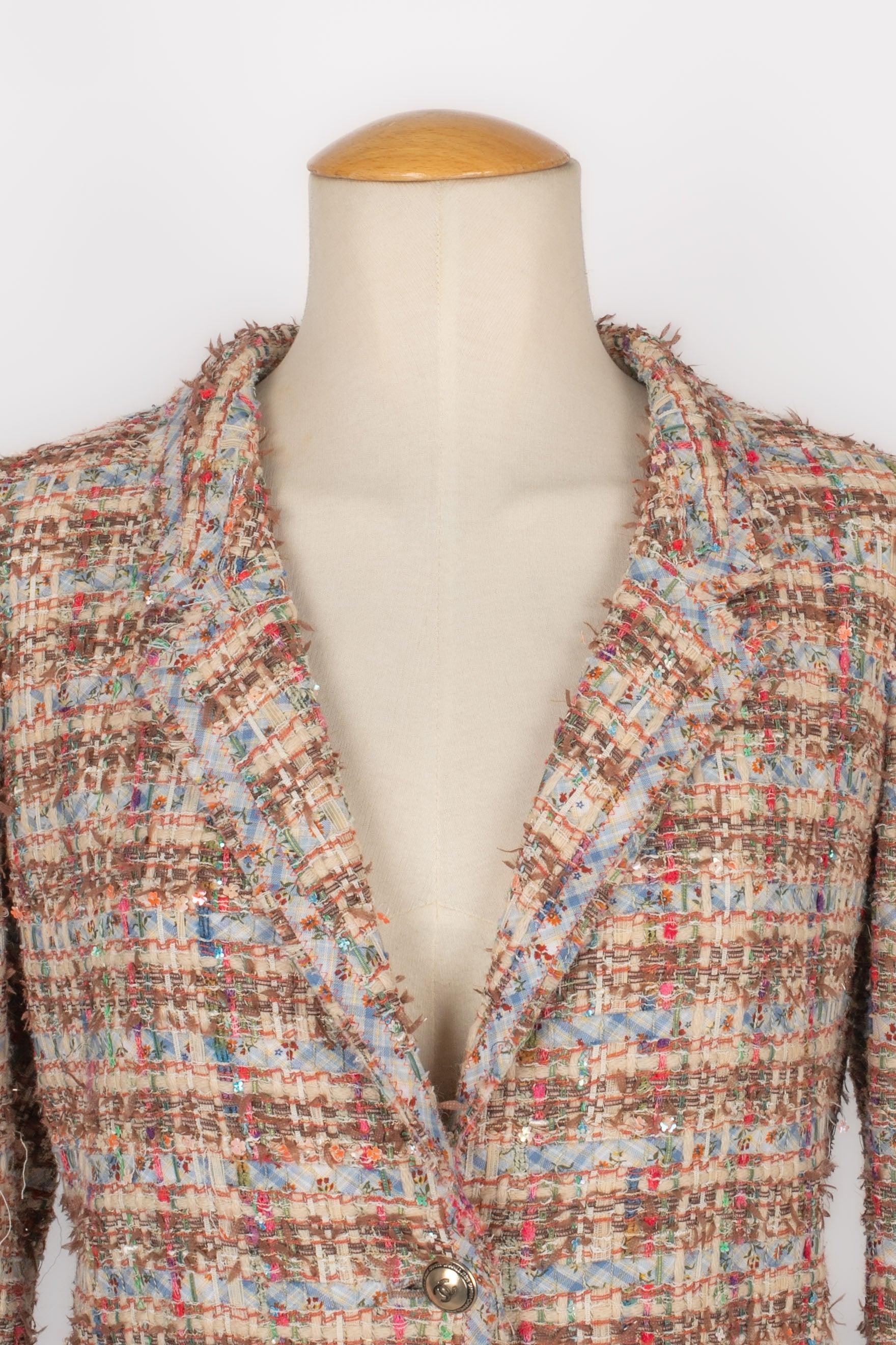 Women's Chanel Blue and Cherry-red Tone Fancy Tweed Jacket Spring, 2005