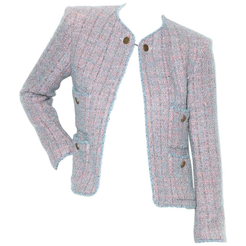 Chanel Blue and Pink Four Pocket Tweed Jacket AW 1997 Collection